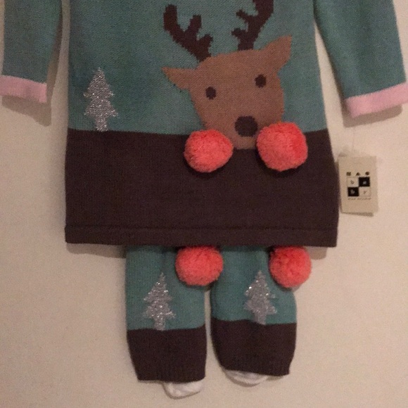 ❗️2/$19❗️Max Studio 3 pc Reindeer Sweater Dress - Picture 1 of 8